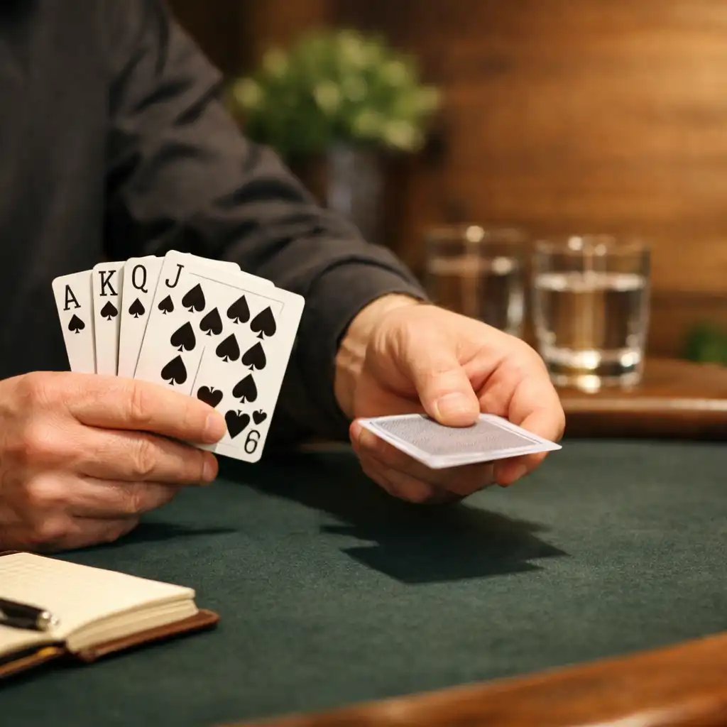 Des mains montrent des cartes pendant une animation de table