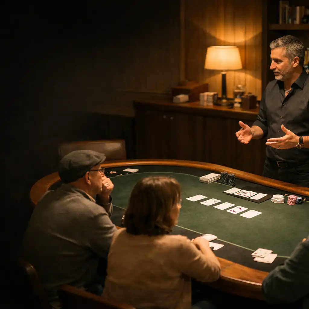 Une session accompagnée autour d’une table de cartes dans le card lounge
